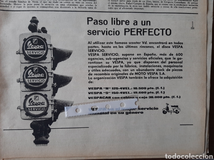 Otros Art&iacute;culos de Coleccionismo en Papel: Publicidad moto vespa de 1962