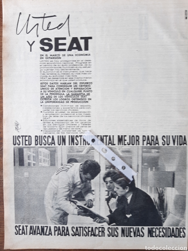 Outros artigos de papel: Publicidad automovil seat de 1962