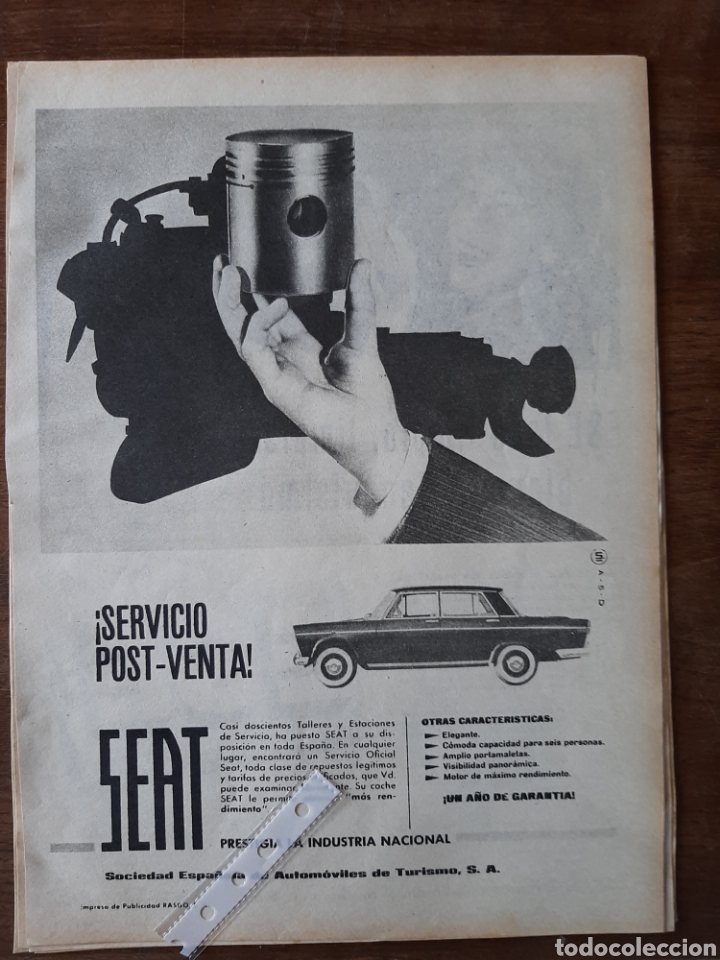 Outros artigos de papel: Publicidad automovil seat 1400 c de 1962