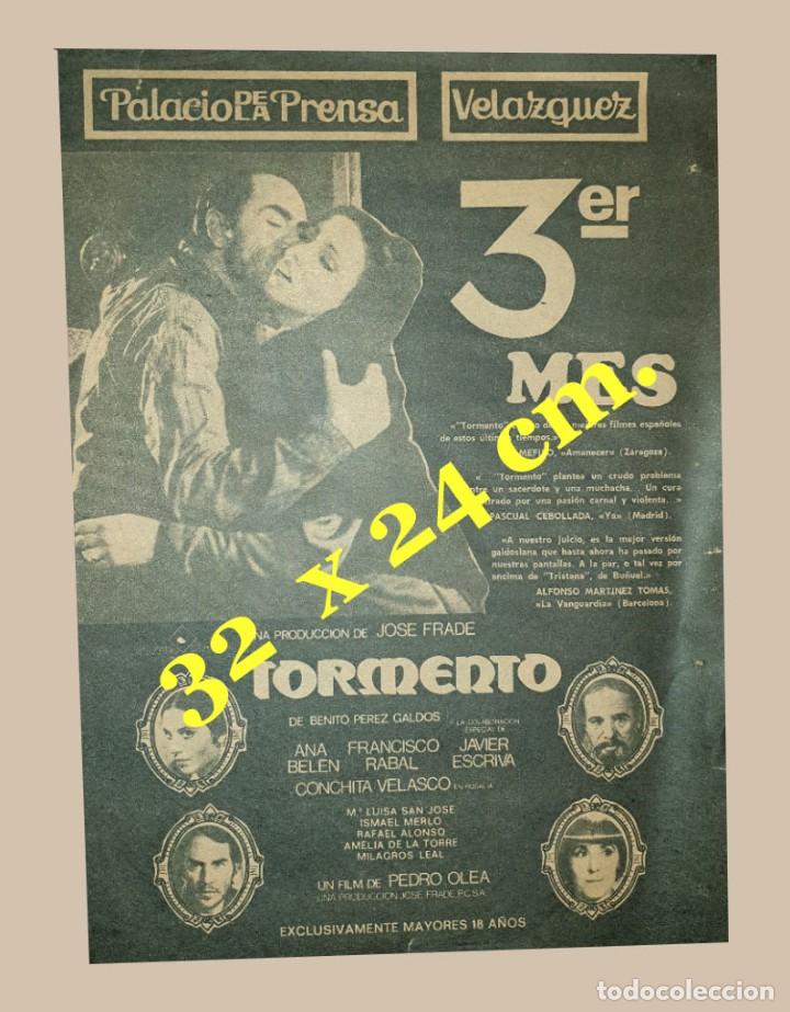 Otros art&iacute;culos de coleccionismo en papel: CARTEL CINE - PALACIO DE LA PRENSA VELAZQUEZ - TORMENTO - RECORTE PRENSA - 1974