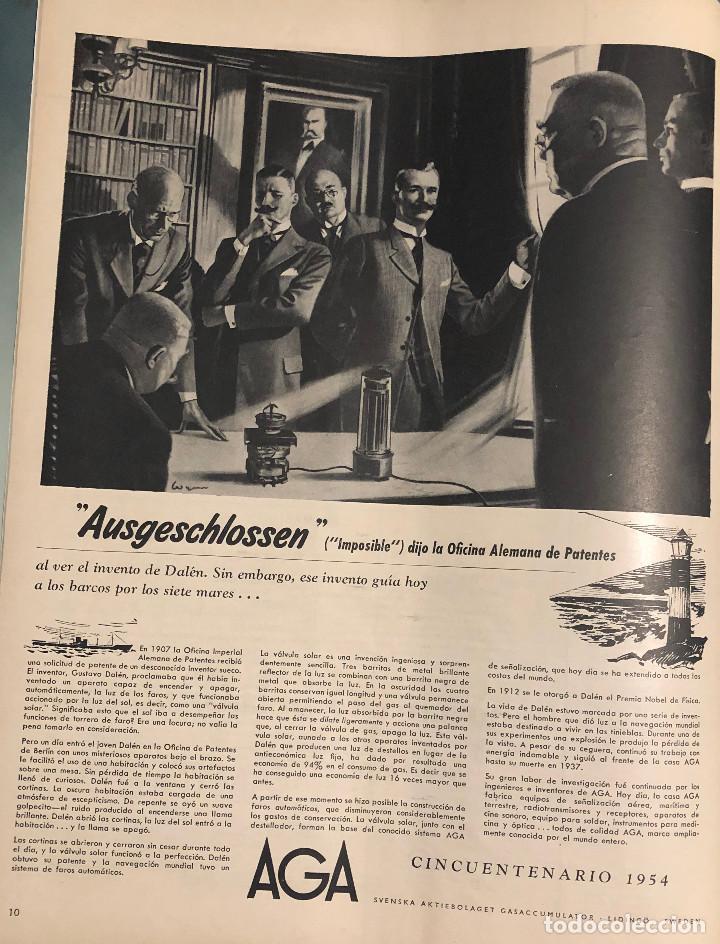 Otros Art&iacute;culos de Coleccionismo en Papel: Publicidad de revista, empresa tecnol&oacute;gica sueca AGA. Original a&ntilde;o 1954. Gran tama&ntilde;o: 26 x 36 cm.