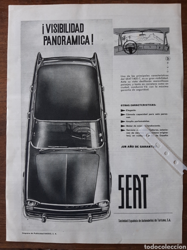 Outros artigos de papel: Publicidad automovil seat 1400 c de 1962