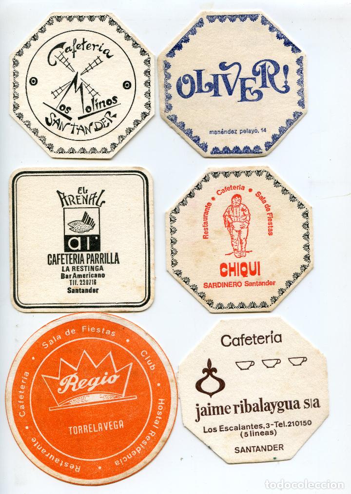 Altri oggetti di carta: Lote de seis posavasos de cafeter&iacute;as, pub y salas de fiesta de Santander y Torrelavega, a&ntilde;os 70