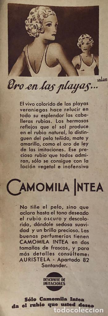 Otros Art&iacute;culos de Coleccionismo en Papel: Publicidad en prensa de tinte Camomila Intea. Original a&ntilde;o 1935. 8 x 24 cm. Buen estado.