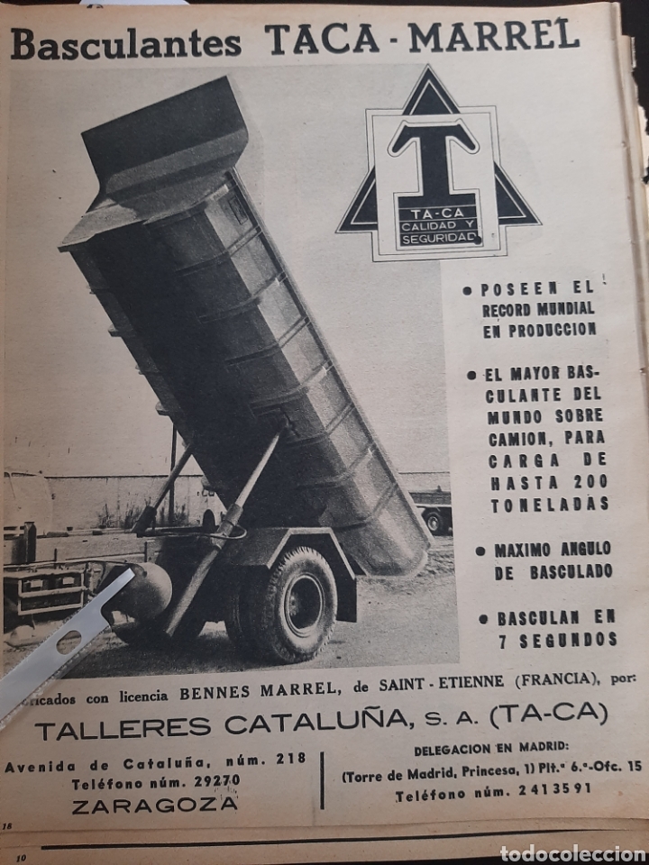 Outros artigos de papel: Publicidad basculantes Taca Marrel de 1964 cami&oacute;n