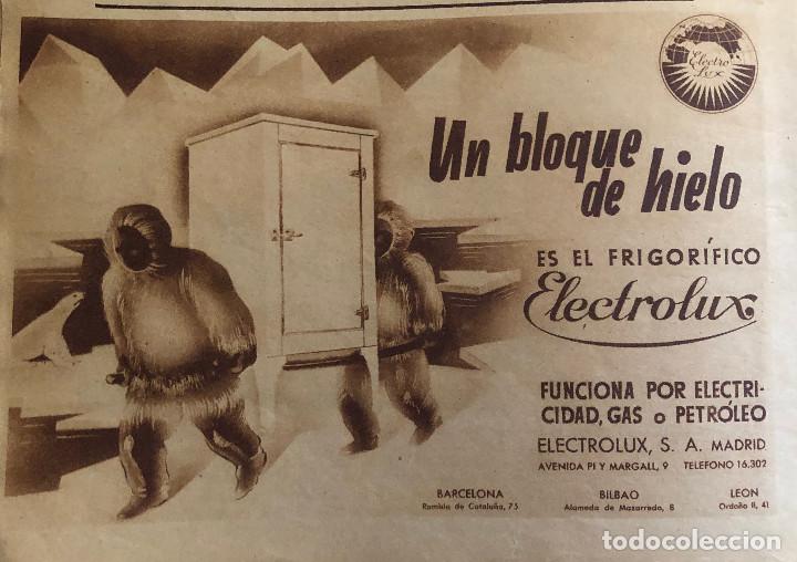 Otros Art&iacute;culos de Coleccionismo en Papel: Publicidad en prensa de frigor&iacute;ficos Electrolux. Original a&ntilde;o 1935. 12 x 17 cm. Buen estado.