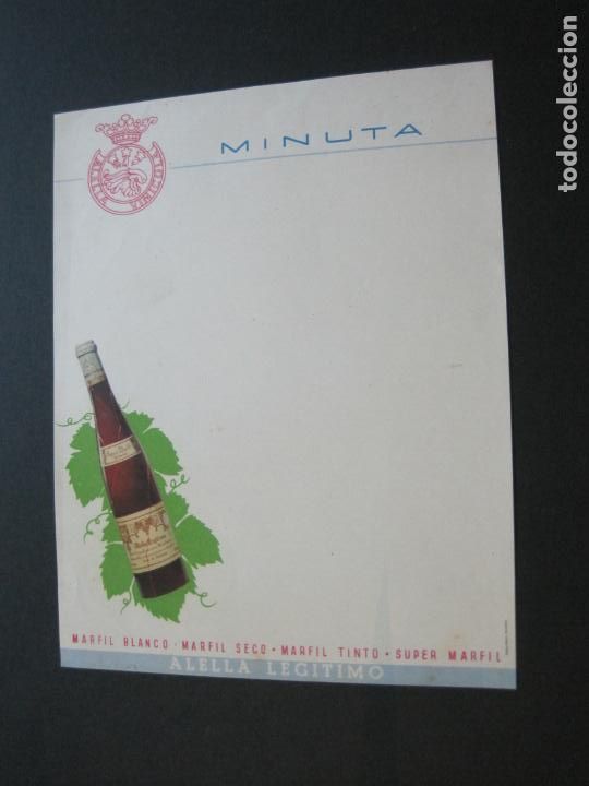 Otros art&iacute;culos de coleccionismo en papel: PUBLICIDAD ALELLA LEGITIMO-MARFIL BLANCO-MINUTA-MENU ANTIGUO-VER FOTOS-(V-20.679)