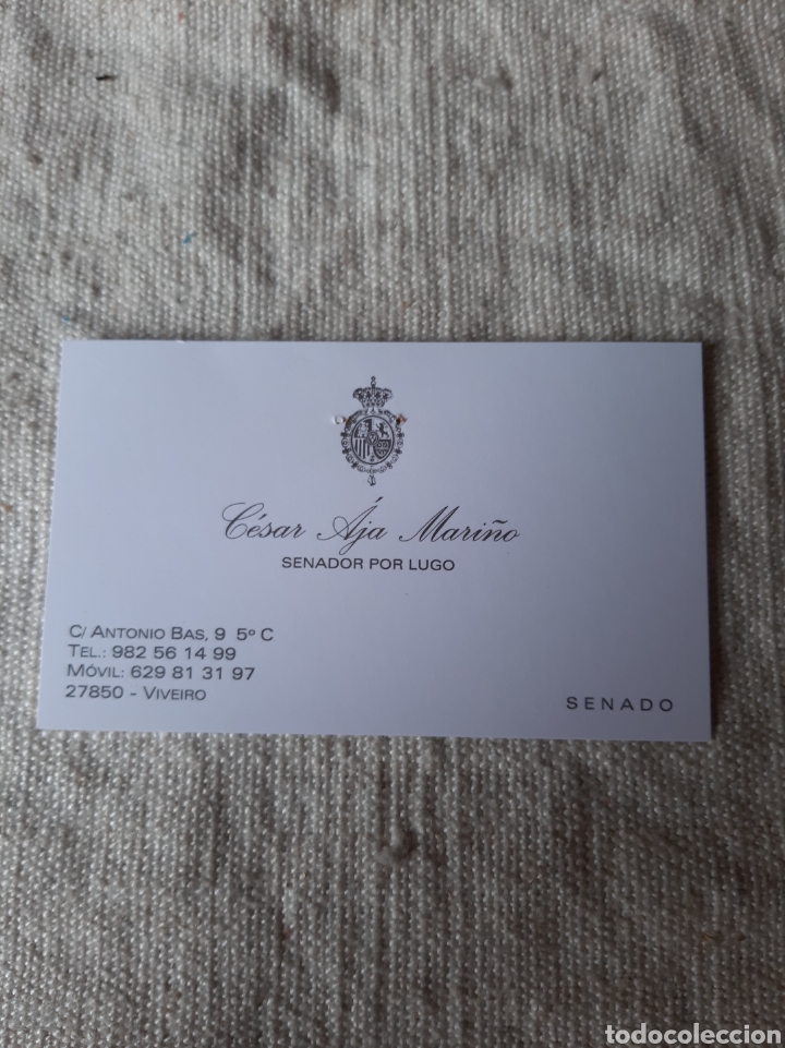 Collectionnisme Papier divers: SENADO TARJETA VISITA SENADOR LUGO CESAR AJA MARI&Ntilde;O VIVERO O ALMAC&Eacute;N LUGO