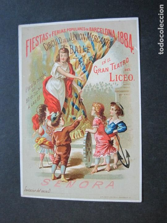 Otros Art&iacute;culos de Coleccionismo en Papel: CIRCULO UNION MERCANTIL-BARCELONA-INVITACION BAILE TRAJES-A&Ntilde;O 1884-TEATRO LICEO-VER FOTOS-(72.146)
