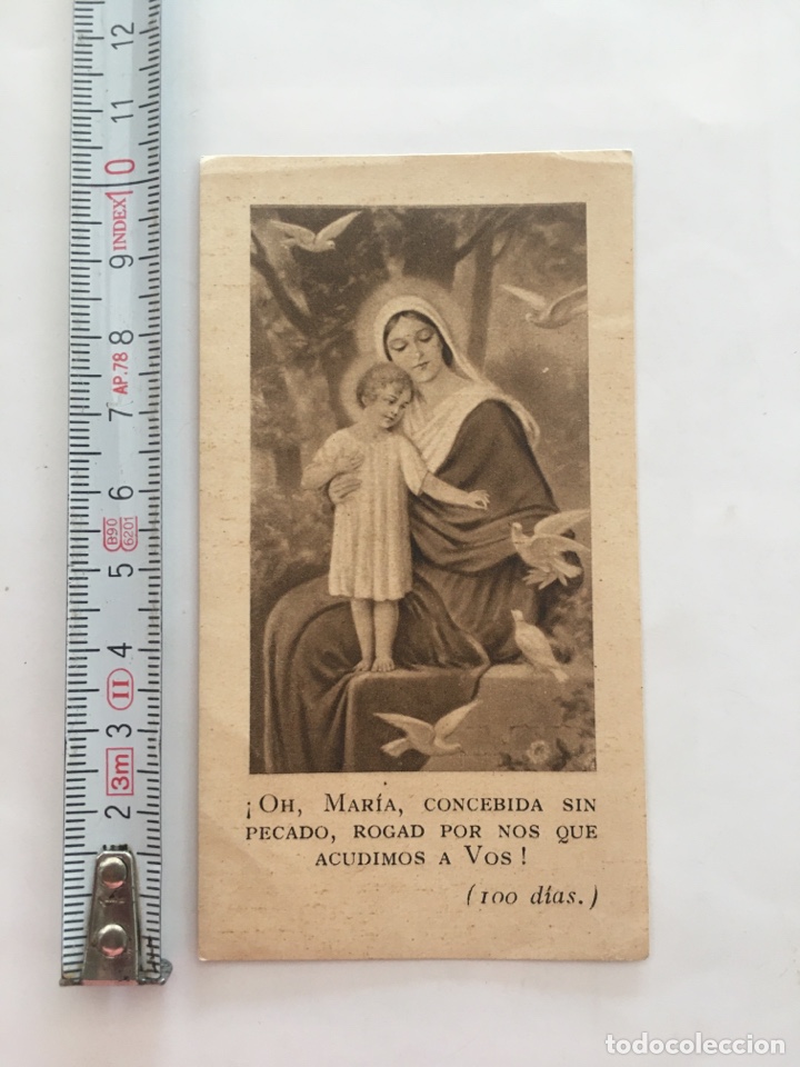Otros art&iacute;culos de coleccionismo en papel: ESTAMPA RELIGIOSA. VIRGEN Y NI&Ntilde;O JES&Uacute;S. RECORDATORIO IGLESIA S. MIGUEL CASTELL&Oacute;N, 5 AL 8 DIC. 1949.