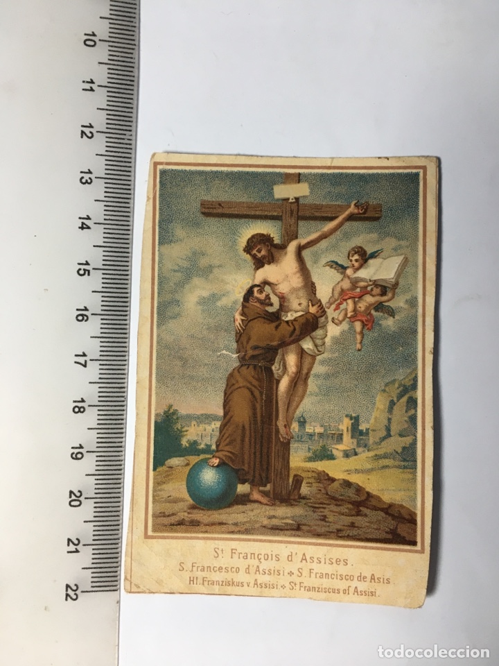 Altri oggetti di carta: ESTAMPA RELIGIOSA. ST. FRAN&Ccedil;OIS D&rsquo; ASSISES. S. FRANCISCO DE ASIS.