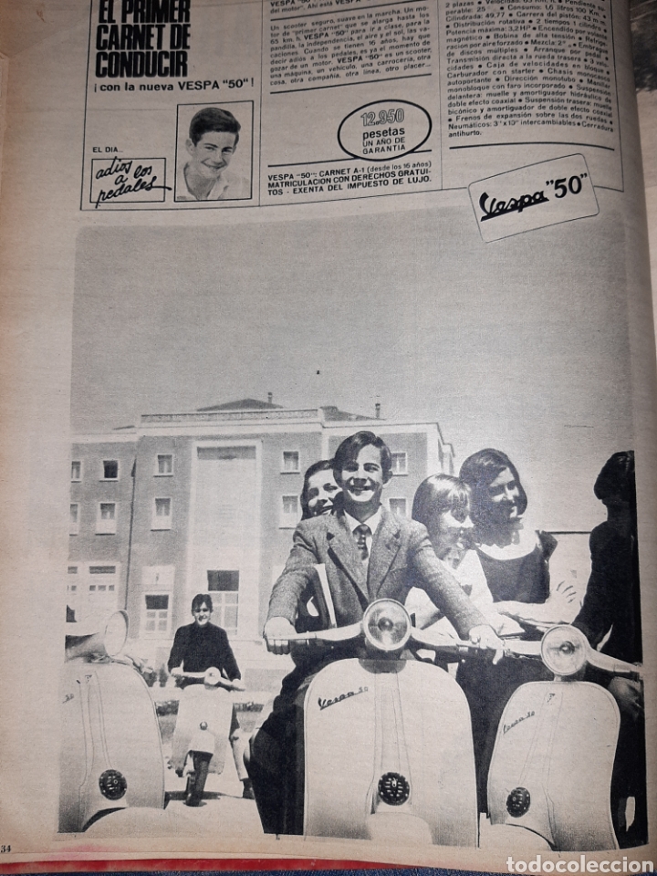 Otros Art&iacute;culos de Coleccionismo en Papel: Publicidad moto vespa de 1966