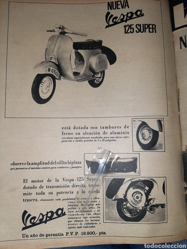 Otros Art&iacute;culos de Coleccionismo en Papel: Publicidad moto vespa de 1966