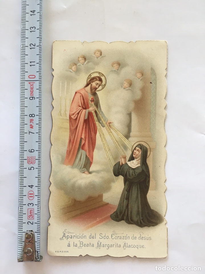 Sammelleidenschaft Andere Papierartikel: ESTAMPA RELIGIOSA. APARICI&Oacute;N DEL SGDO. CORAZ&Oacute;N A LA BEATA MARGARITA ALOQU&Eacute;. PROMESAS DE JESUCRISTO.