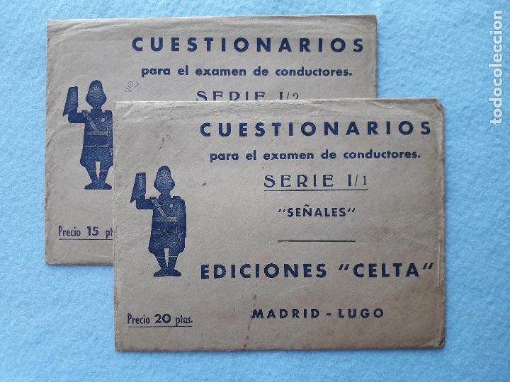 Sammelleidenschaft Andere Papierartikel: Lote 2 Cuestionarios antiguos para examen de conductores. Ediciones Celta. Lugo - Madrid.