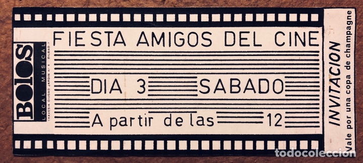 Altri oggetti di carta: FIESTA AMIGOS DEL CINE EN BOLOS LOCAL MUSICAL (BILBAO). INVITACI&Oacute;N FIESTA A&Ntilde;OS 80. MOVIDA BILBA&Iacute;NA