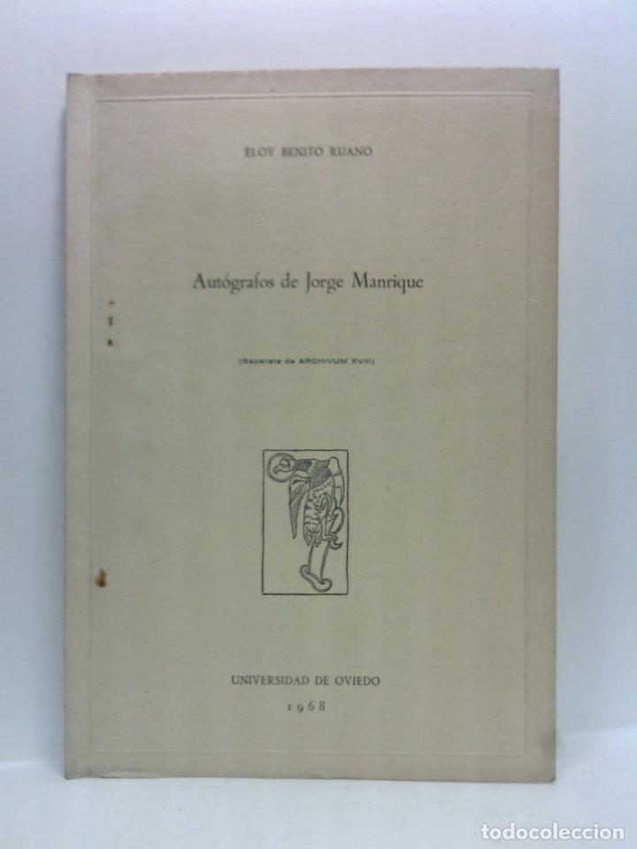 Altri oggetti di carta: BENITO RUANO, Eloy - Aut&oacute;grafos de Jorge Manrique