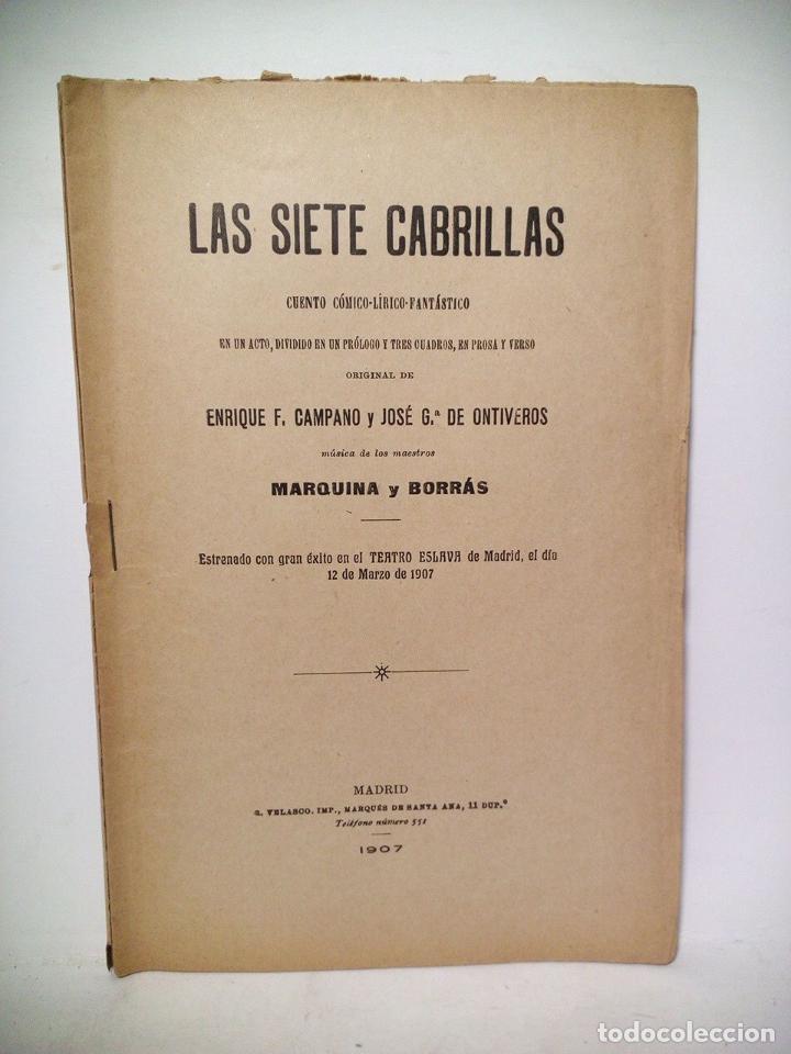 Otros Art&iacute;culos de Coleccionismo en Papel: CAMPANO, Enrique F.; y Jos&eacute; Garc&iacute;a de Ontiveros - Las siete cabrillas. (Cuento c&oacute;mico-l&iacute;rico-fant&aacute;st
