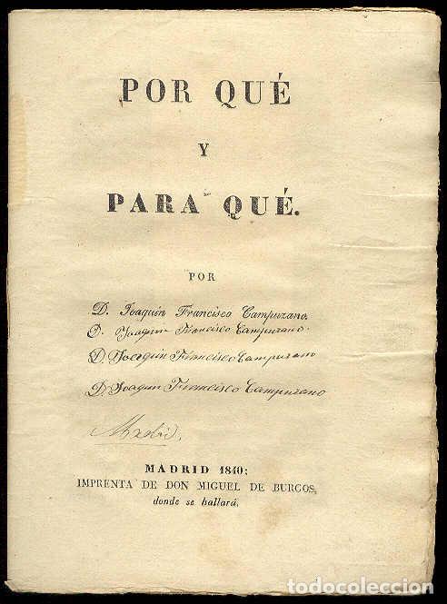 Otros Art&iacute;culos de Coleccionismo en Papel: CAMPUZANO, Joaqu&iacute;n Francisco - Por que y para que