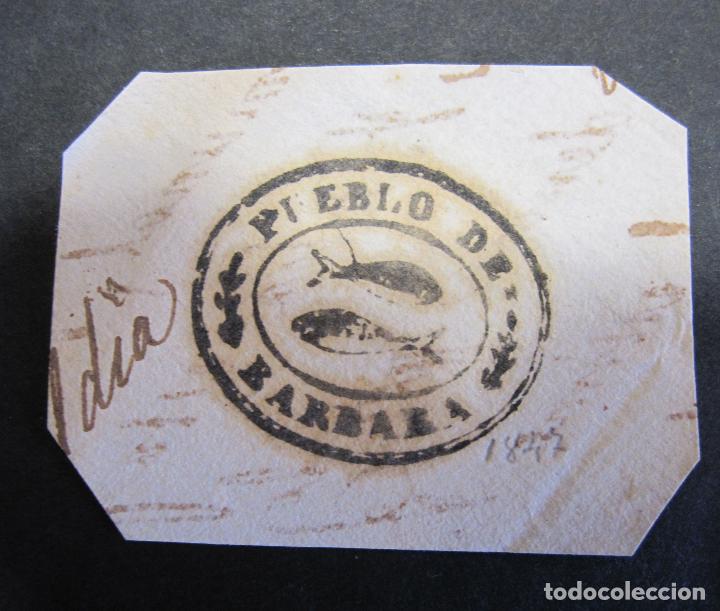 Otros Art&iacute;culos de Coleccionismo en Papel: CINCO SELLOS O TIMBRES DEL PUEBLO DE BARBER&Agrave; DE LA CONCA. SIGLO XIX. RECORTADOS. APROX. 4,5 X 4,5 C