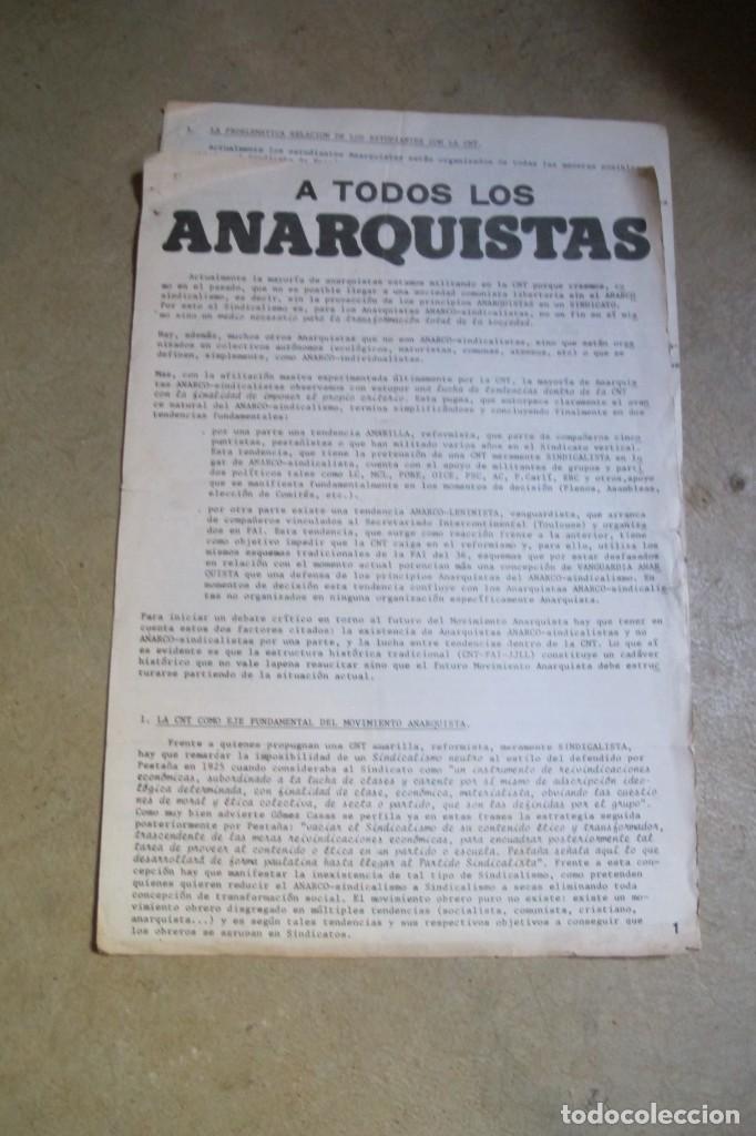 Otros Art&iacute;culos de Coleccionismo en Papel: A TODOS LOS ANARQUISTAS. PANFLETO ANARQUISMO. CNT AIT. 5 PAGINAS