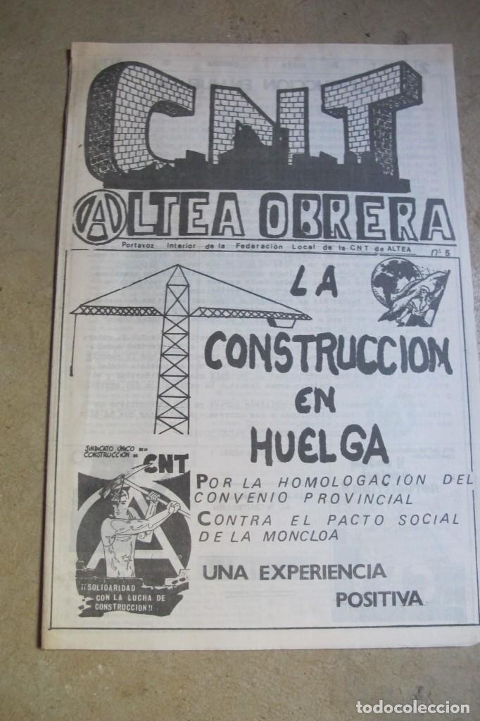 Sammelleidenschaft Andere Papierartikel: CNT ALTEA OBRERA. N&ordm;5. PANFLETO ANARQUISMO ALICANTE. 8 PAGINAS