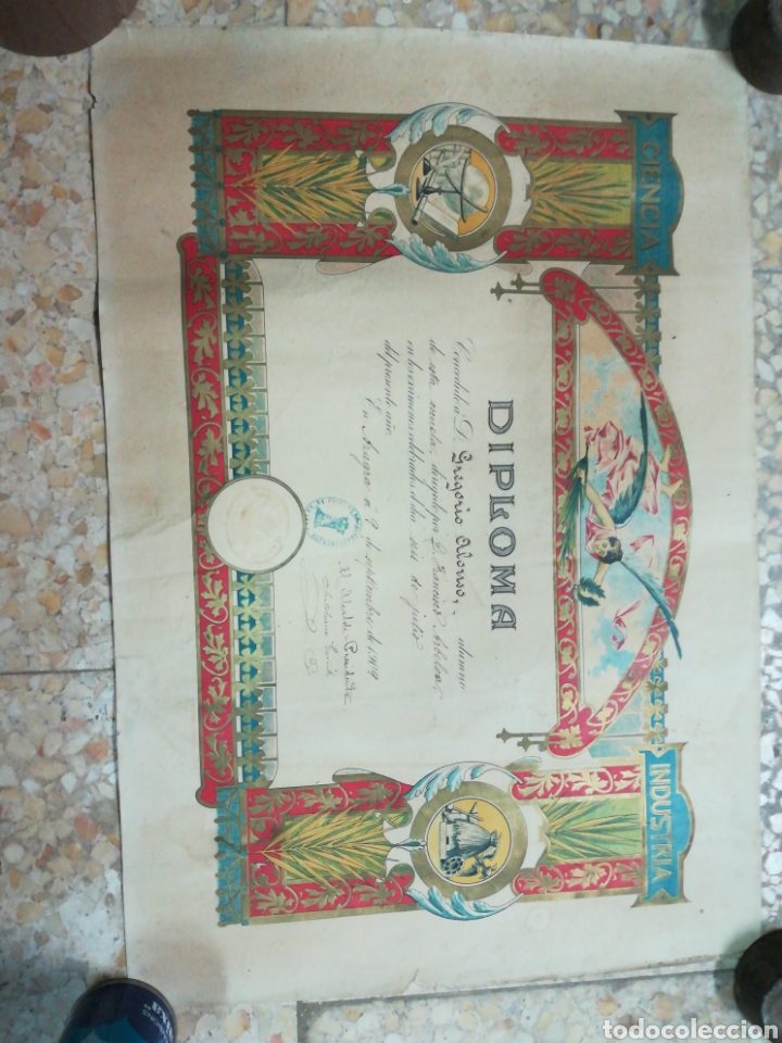 Otros art&iacute;culos de coleccionismo en papel: Diploma escuela azagra navarra 1909