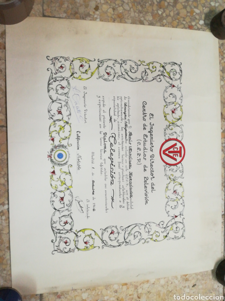 Otros Art&iacute;culos de Coleccionismo en Papel: Diploma centro estudios television 1966