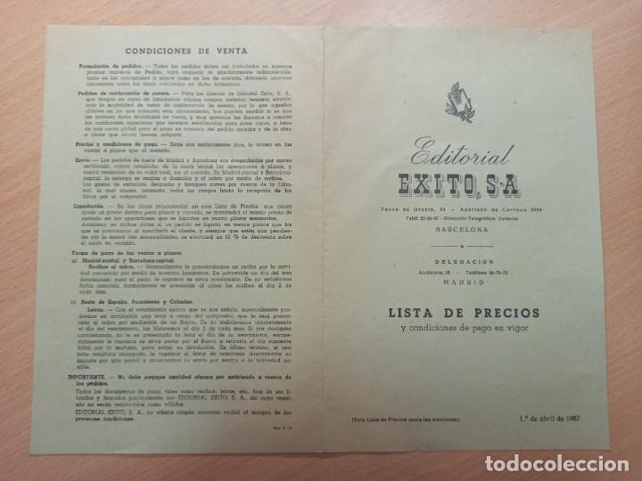 Paper Collecting Others: LISTA DE PRECIOS EDITORIAL &Eacute;XITO BARCELONA 1957
