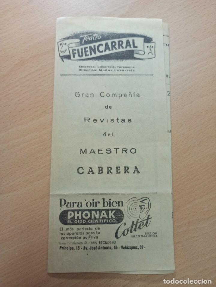 Otros Art&iacute;culos de Coleccionismo en Papel: TEATRO FUENCARRAL COMPA&Ntilde;&Iacute;A DE REVISTAS MAESTRO CABRERA MU&Ntilde;OZ LUSARRETA