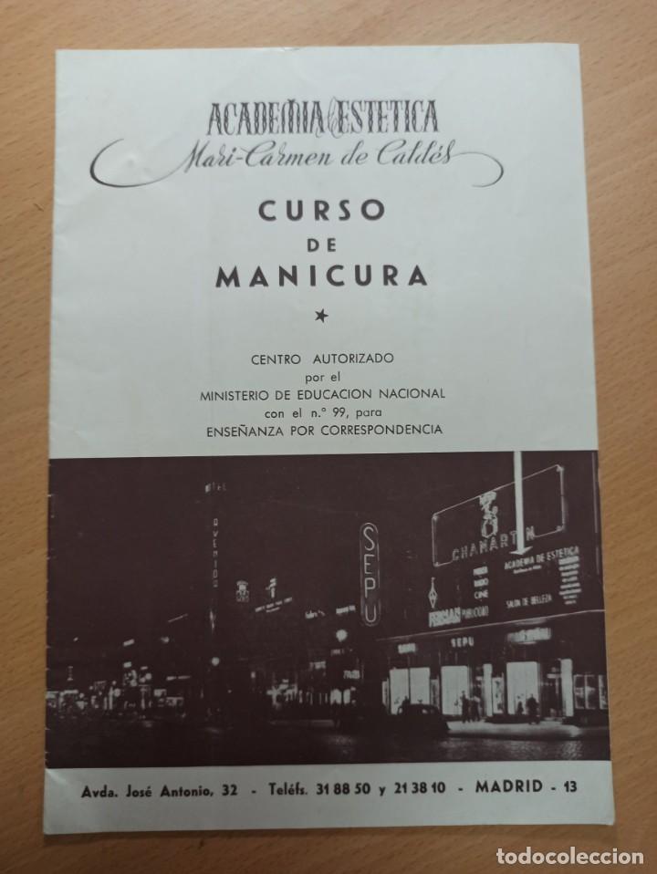 Otros Art&iacute;culos de Coleccionismo en Papel: CURSO MANICURA MARI CARMEN DE CALDES EST&Eacute;TICA SALON DE BELLEZA A&Ntilde;OS 50