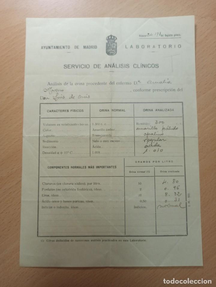 Paper Collecting Others: ANALISIS DE ORINA MEDICINA LABORATORIO MADRID 1931