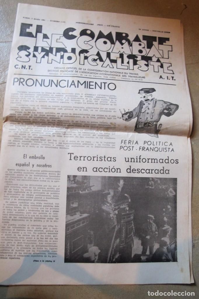 Outros artigos de papel: EL COMBATE SINDICALISTA. PERIODICO ANARQUISTA CNT AIT PARIS 5 MARZO N&ordm; 1115