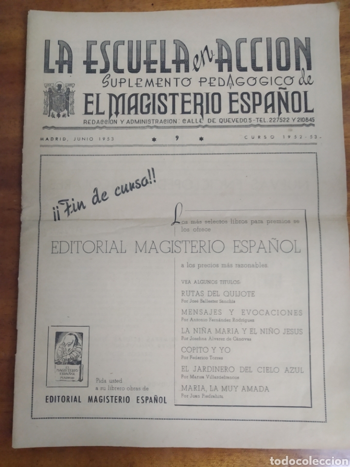 Otros Art&iacute;culos de Coleccionismo en Papel: LA ESCUELA EN ACCI&Oacute;N. SUPLEMENTO PEDAG&Oacute;GICO DE EL MAGISTERIO ESPA&Ntilde;OL. CURSO 1952-53