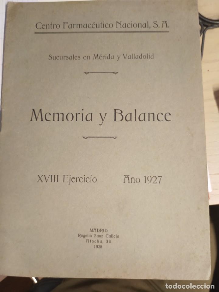 Outros artigos de papel: CENTRO FARMAC&Eacute;UTICO NACIONAL SA-MEMORIA Y BALANCE -XVIII EJERCICIO -A&Ntilde;O 1927