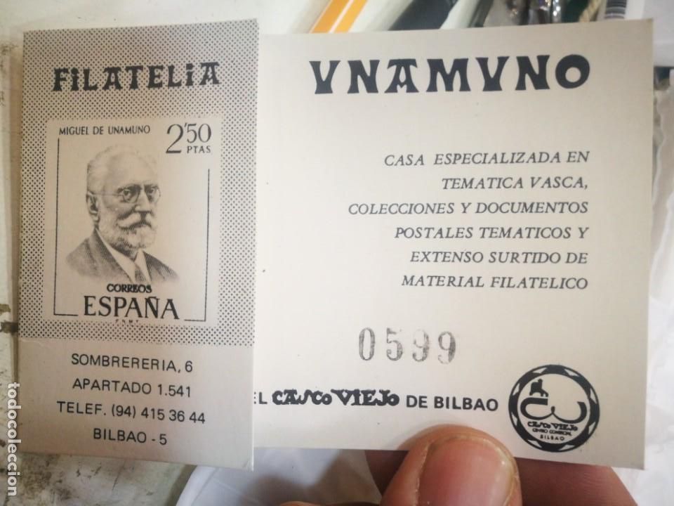 Otros art&iacute;culos de coleccionismo en papel: Filatelia Unamuno Casco Viejo Bilbao Tarjeta de Subscripci&oacute;n a&ntilde;os ochenta