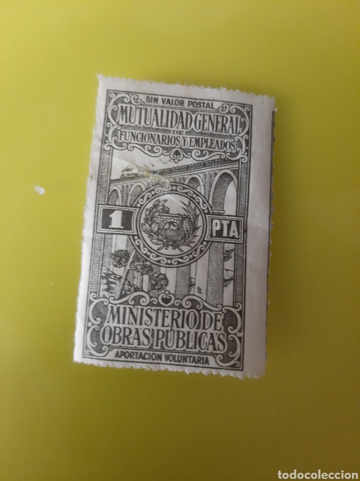 Collectionnisme Papier divers: MUTUALIDAD OBRAS P&Uacute;BLICAS MINISTERIO UNA PESETA FUNCIONARIOS Y EMPLEADOS