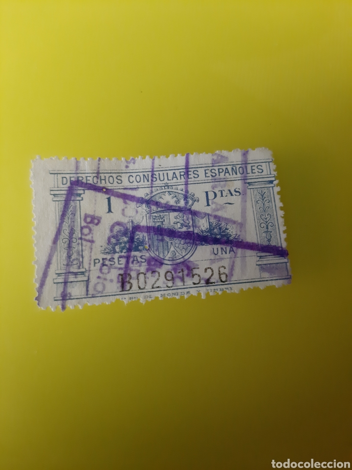 Paper Collecting Others: DERECHOS CONSULARES ESPA&Ntilde;OL 1 PESETA SERIE B MATASELLO