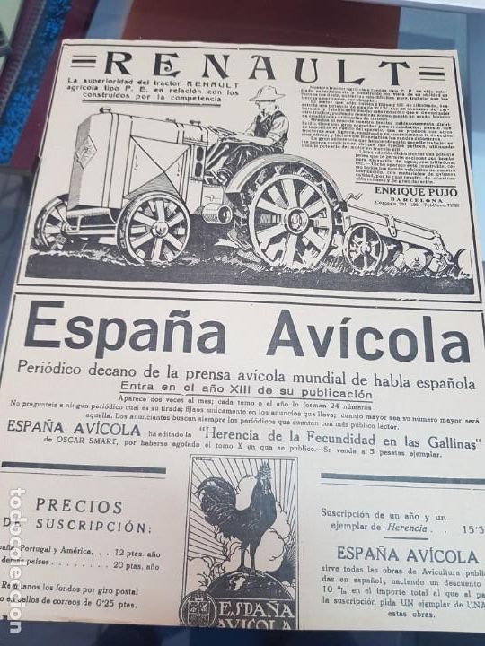 Otros Art&iacute;culos de Coleccionismo en Papel: TRACTOR AGRICOLA MAQUINARIA RENAULT ENRIQUE PUJO BARCELONA