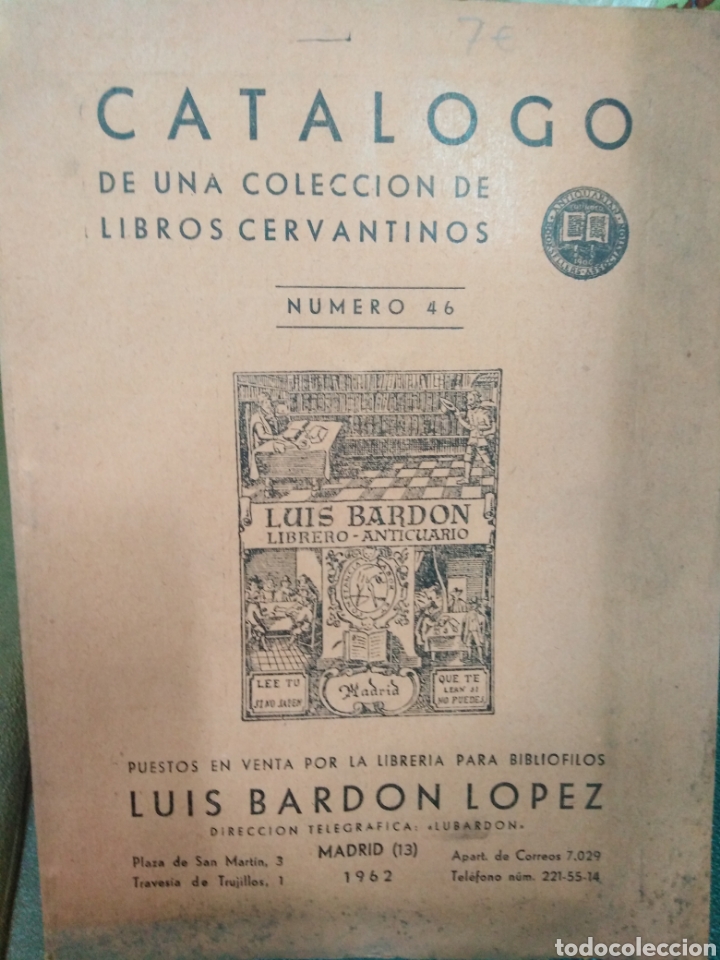 Otros Art&iacute;culos de Coleccionismo en Papel: CAT&Aacute;LOGO DE UNA COLECCI&Oacute;N DE LIBROS CERVANTINOS-N&deg;46,LIBRERIA LUIS BARDON,ABRIL 1961