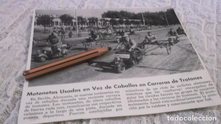 Otros Art&iacute;culos de Coleccionismo en Papel: RECORTE PUBLICIDAD A&Ntilde;O 1956 - MOTO VESPA - VESPAS PARA ARASTRAR CARRERAS DE TROTONES
