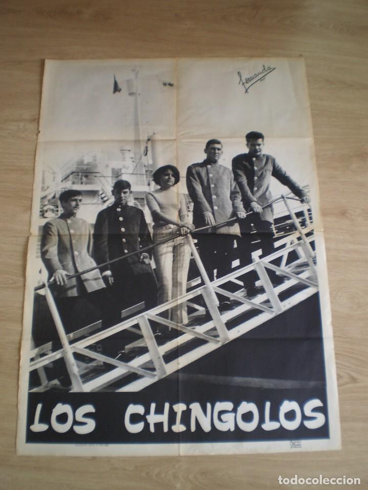 Outros artigos de papel: CARTEL GRUPO MUSICA. LOS CHINGOLOS. ORIGINAL DE 1968. 100X70 CM.