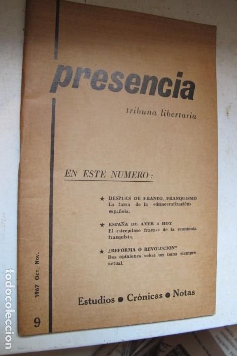Otros Art&iacute;culos de Coleccionismo en Papel: PRESENCIA. TRIBUNA LIBERTARIA. 1967. N&ordm; 9
