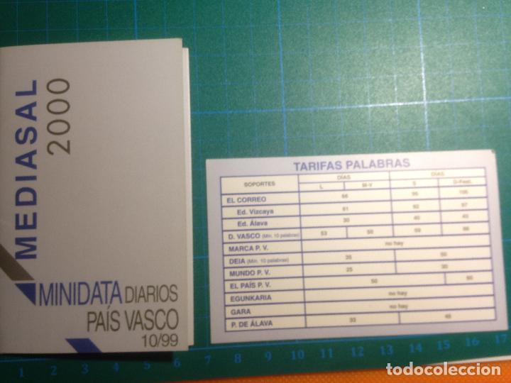 Otros Art&iacute;culos de Coleccionismo en Papel: MINIDATA DIARIOS PA&Iacute;S VASCO 10/1999 - TABLA DE MEDIDAS , TARIFAS RECLAMOS , PALABRAS MEDIASAL 2000