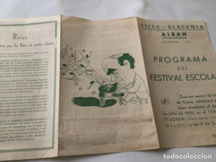 Otros art&iacute;culos de coleccionismo en papel: Liceo -academia alb&aacute;n- programa festival escolar- 1950