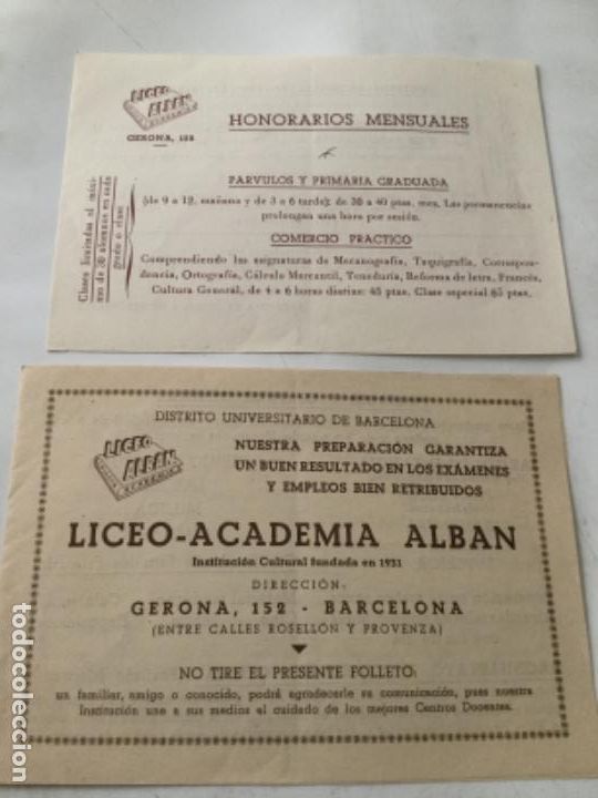Otros art&iacute;culos de coleccionismo en papel: Liceo -academia alban - folleto