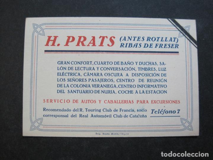 Otros art&iacute;culos de coleccionismo en papel: RIBAS DE FRESER-H.PRATS-SERVICIO DE AUTOS Y CABALLERIAS PARA EXCURSIONES-PUBLICIDAD-VER FOTOS(74833)