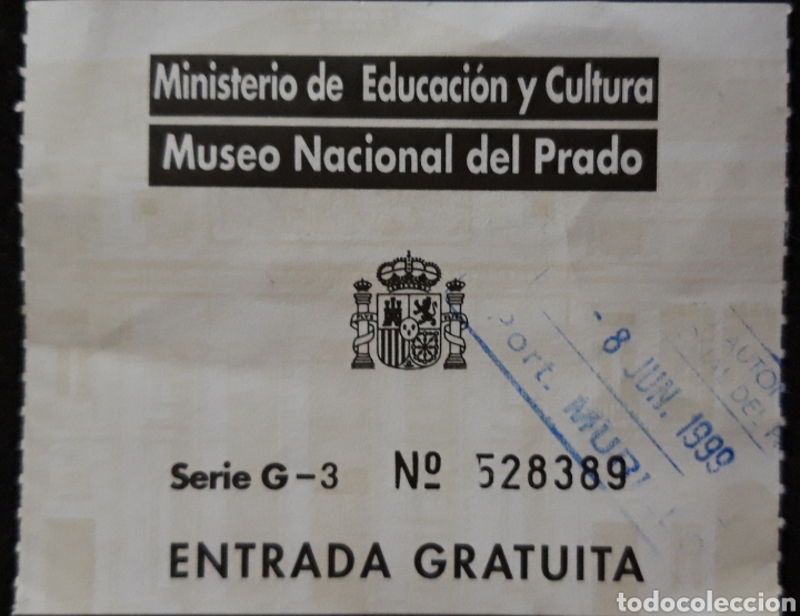 Otros Art&iacute;culos de Coleccionismo en Papel: ENTRADA MUSEO NACIONAL DEL PRADO