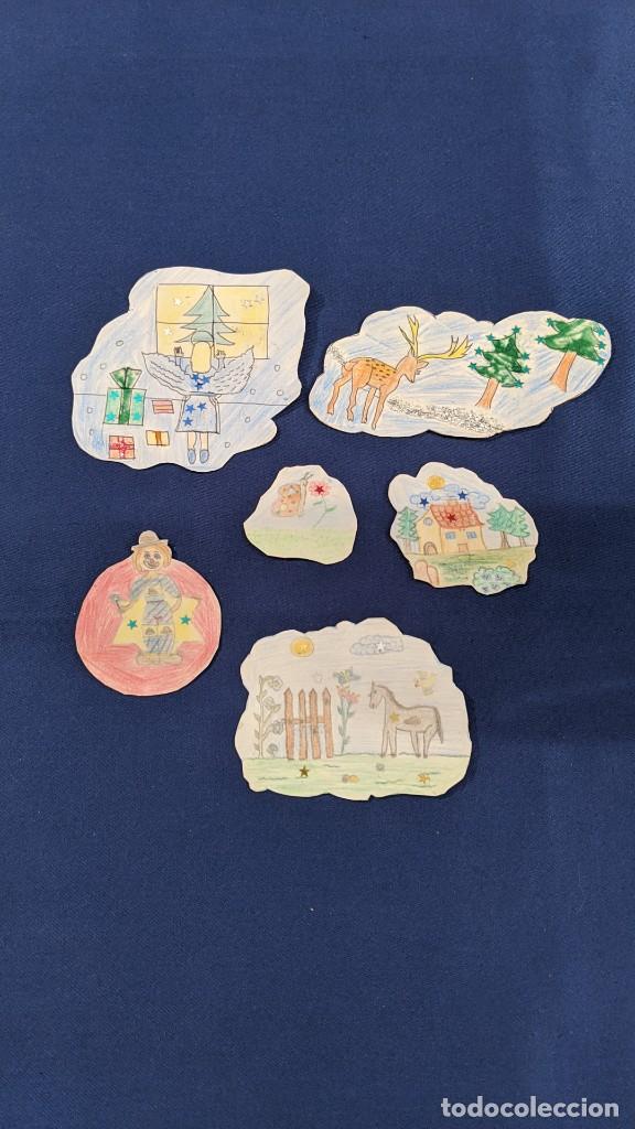 Collectionnisme Papier divers: CONJUNTO DE 6 MOTIVOS NAVIDE&Ntilde;OS PINTADOS Y CON ESTRELLITAS