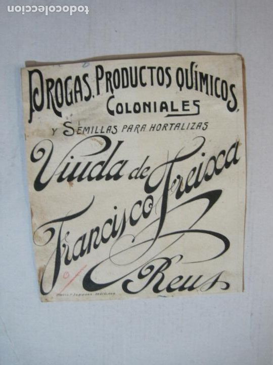 Altri oggetti di carta: REUS-DROGAS PRODUCTOS QUIMICOS-VIUDA DE FRANCISCO FREIXA-ORIGINAL PUBLICIDAD-VER FOTOS-(K-818)